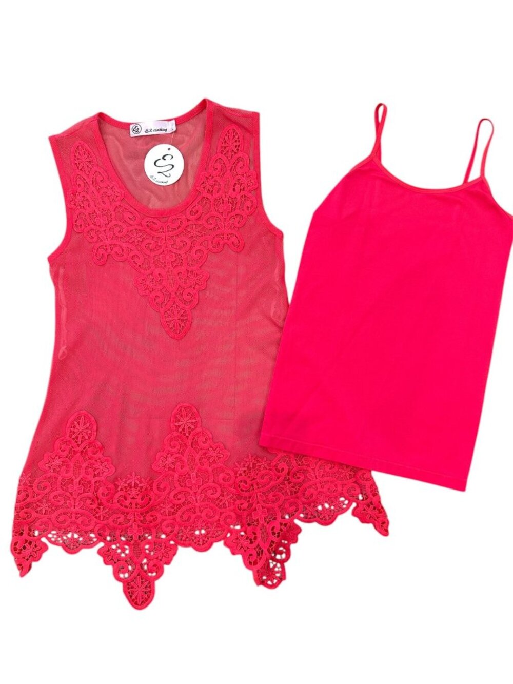 NWT EZ Clothing Mesh Tunic Top & Undershirt Set, size large